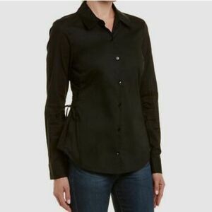 Ramy Brook Lace Up Button Down Lila Cotton Shirt Top Black XS S